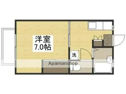 水島臨海鉄道 球場前駅(岡山) 徒歩18分 2階建 築29年(1K/2階)の間取り写真