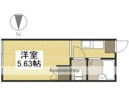 水島臨海鉄道 球場前駅(岡山) 徒歩17分 2階建 築41年(ワンルーム/2階)の間取り写真