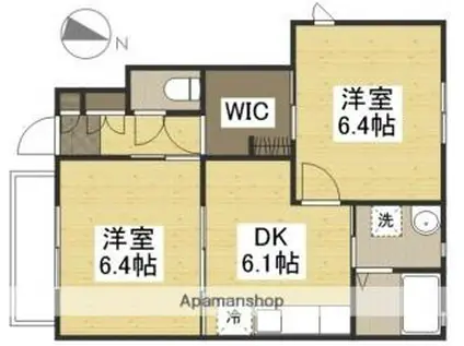 JR山陽本線 庭瀬駅 徒歩39分 2階建 築19年(2DK/1階)の間取り写真
