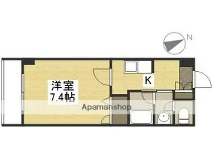 JR山陽本線 倉敷駅 徒歩10分 6階建 築26年(1K/2階)の間取り写真