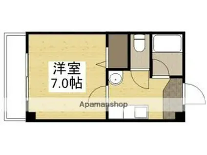 JR山陽本線 中庄駅 徒歩10分 3階建 築32年(1K/3階)の間取り写真