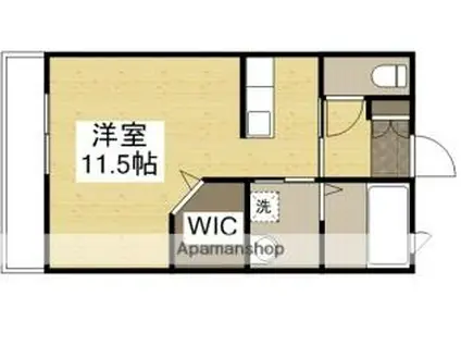 JR山陽本線 倉敷駅 徒歩35分 2階建 築18年(ワンルーム/1階)の間取り写真