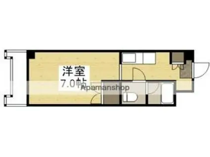 JR山陽本線 倉敷駅 徒歩12分 8階建 築34年(1K/6階)の間取り写真