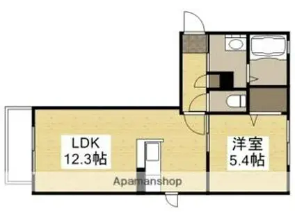 JR山陽本線 倉敷駅 徒歩11分 2階建 築19年(1LDK/2階)の間取り写真