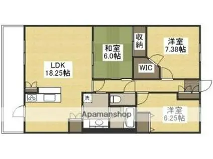 JR山陽本線 新倉敷駅 徒歩8分 10階建 築19年(3LDK/1階)の間取り写真