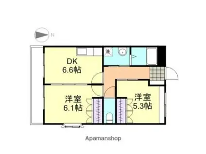 JR山陽本線 金光駅 徒歩11分 2階建 築21年(2DK/2階)の間取り写真