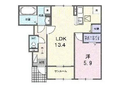 サン・メゾン A(1LDK/1階)の間取り写真