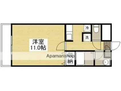 JR吉備線 総社駅 徒歩2分 6階建 築28年(1K/5階)の間取り写真