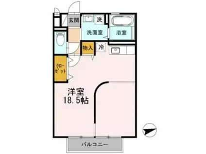 JR山陽本線 北長瀬駅 徒歩33分 2階建 築16年(ワンルーム/1階)の間取り写真