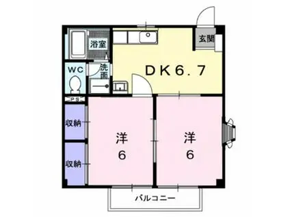 メゾン湯浅(2DK/2階)の間取り写真