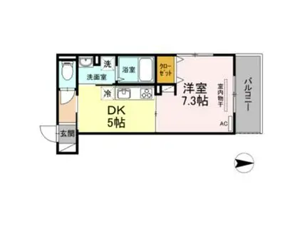 JR宇野線 大元駅 徒歩37分 3階建 築6年(1DK/2階)の間取り写真