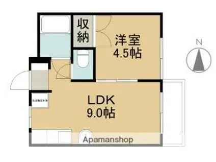 コーガマンション(1LDK/2階)の間取り写真