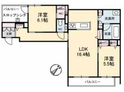 水島臨海鉄道 西富井駅 徒歩18分 3階建 築3年(2LDK/3階)の間取り写真