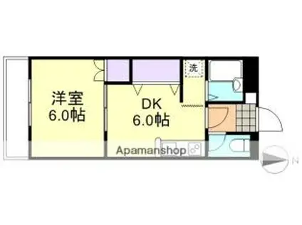 水島臨海鉄道 倉敷市駅 徒歩14分 6階建 築26年(1DK/3階)の間取り写真