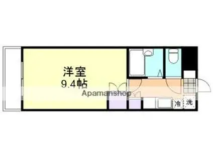 JR山陽本線 新倉敷駅 徒歩14分 4階建 築29年(1K/3階)の間取り写真