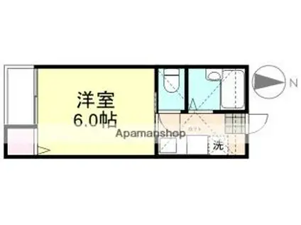 JR山陽本線 新倉敷駅 徒歩6分 2階建 築18年(1K/1階)の間取り写真