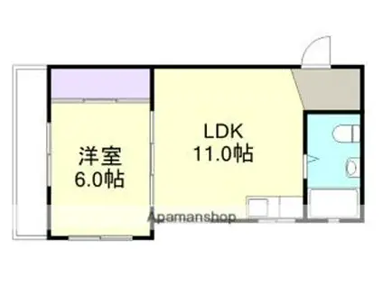 JR山陽本線 倉敷駅 徒歩6分 3階建 築44年(1LDK/2階)の間取り写真