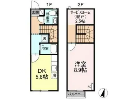 岡山電気軌道東山本線 東山・おかでんミュージアム駅駅 徒歩70分 2階建 築17年(1DK)の間取り写真