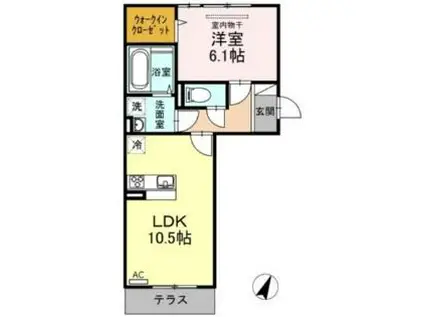 JR山陽本線 岡山駅 バス乗車時間：30分 三浜町バス停で下車 徒歩4分 3階建 築9年(1LDK/1階)の間取り写真