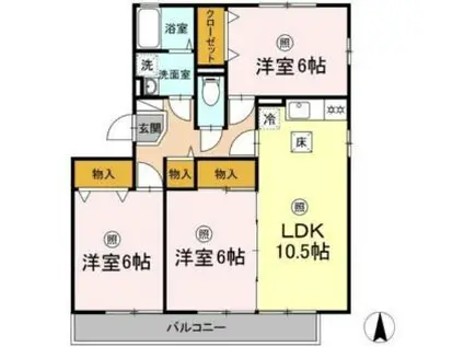 デルニエ(3LDK/1階)の間取り写真