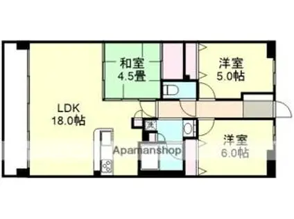 アルファステイツ倉敷鶴形 (3LDK/9階)の間取り写真