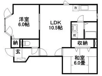 マスカット若宮(2LDK/1階)の間取り写真