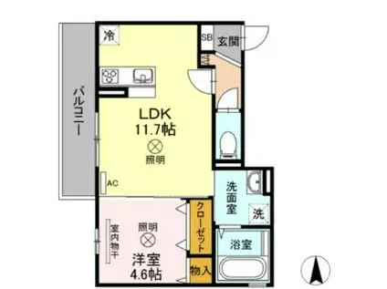 メゾン・アミティエ(1LDK/3階)の間取り写真