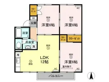 第2エントピア富田(3LDK/2階)の間取り写真