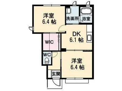 JR宇野線 久々原駅 徒歩16分 2階建 築16年(2DK/1階)の間取り写真