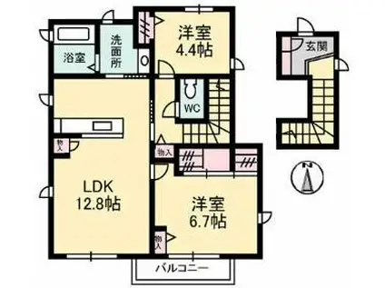 クルール(2LDK/2階)の間取り写真