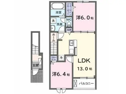 ジャック イン ザ ボックスII(2LDK/2階)の間取り写真