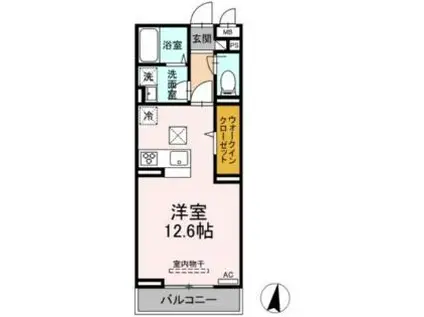 DーRESIDENCE西町(ワンルーム/1階)の間取り写真