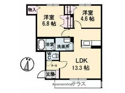 シャーメゾンサランA(2LDK/1階)の間取り写真