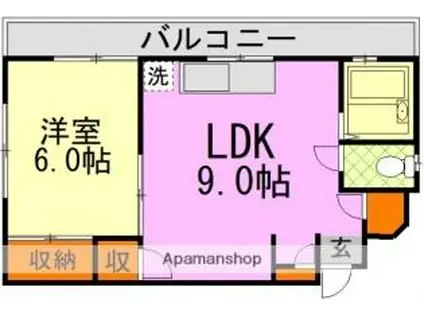 三栄ビル(1LDK/3階)の間取り写真