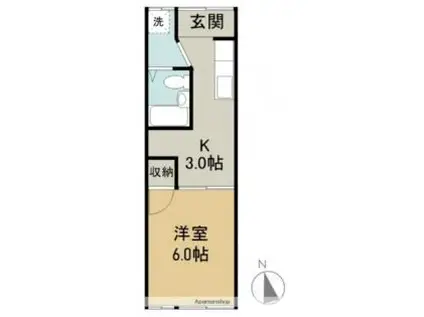 岡野アパート(1K/1階)の間取り写真