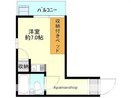 クリスタルレジデンス舟入(ワンルーム/4階)の間取り写真