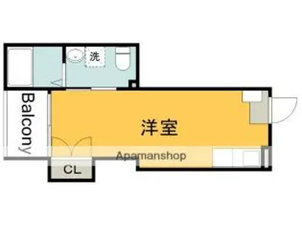 尾長東アパート C棟(ワンルーム/1階)の間取り写真