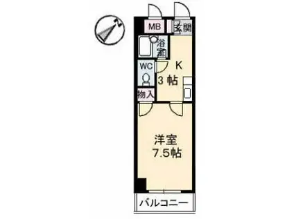 広島電鉄9系統 白島駅(広電) 徒歩14分 5階建 築36年(1K/3階)の間取り写真