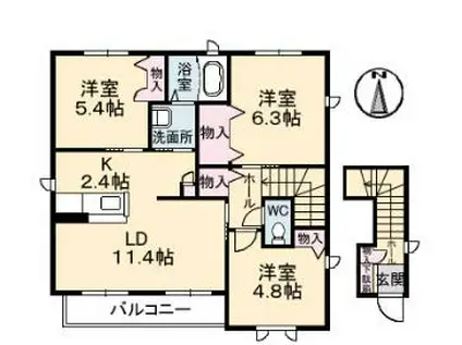 クラヴィエ東青崎(3LDK/2階)の間取り写真