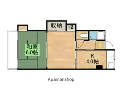 JR山陽本線 海田市駅 徒歩3分 3階建 築50年(2K/2階)の間取り写真