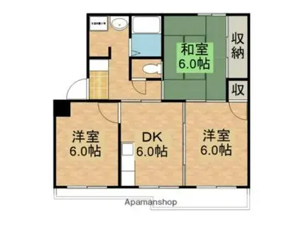 パセオ三宅(3DK/1階)の間取り写真