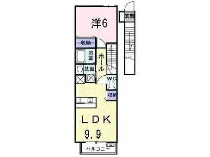 フィオーレB(1LDK/2階)の間取り写真