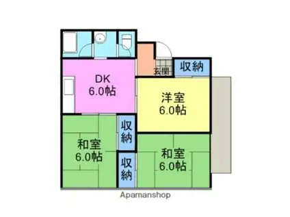 ロイヤルシャルム尾津(3DK/1階)の間取り写真