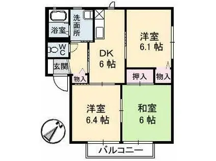 カーサ平生(3DK/2階)の間取り写真