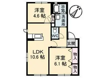 シャーメゾンカリジェ(2LDK/1階)の間取り写真