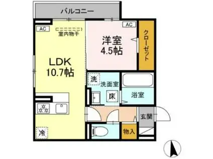 JR山陽本線 新山口駅 徒歩12分 3階建 新築(1LDK/1階)の間取り写真