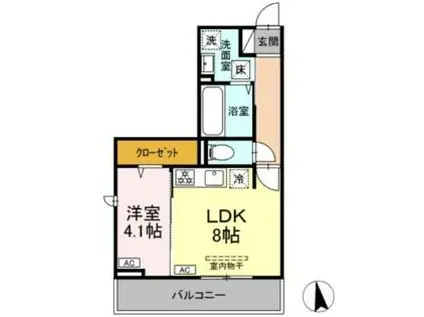 JR山陽本線 新山口駅 徒歩12分 3階建 新築(1LDK/1階)の間取り写真