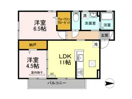 トアエーユ B棟(2LDK/1階)の間取り写真