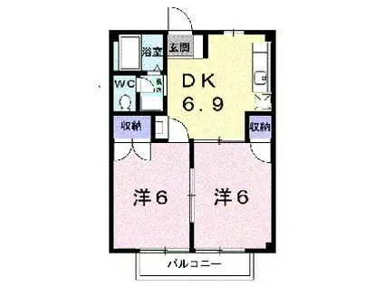 ミューズ松本II(2DK/2階)の間取り写真