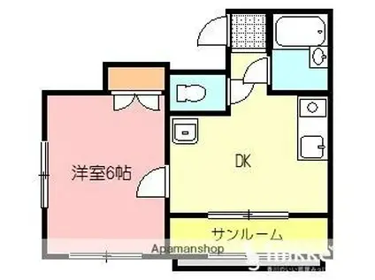 平山マンション(1DK/1階)の間取り写真